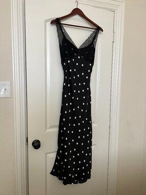 Trixxi Black Polka Dot Midi Dress NWT